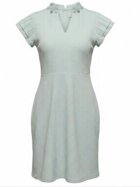 Simply Southern Mint Green Shift Dress with Pearl and Rhinestone Trim